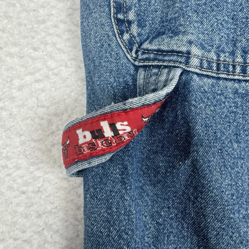 Vintage 90s GAP Denim Overalls Chicago Bulls Custom? - Youth XL